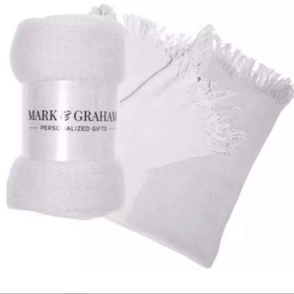 NWT! Mark & Graham Gray/Ivory Colorblock Throw